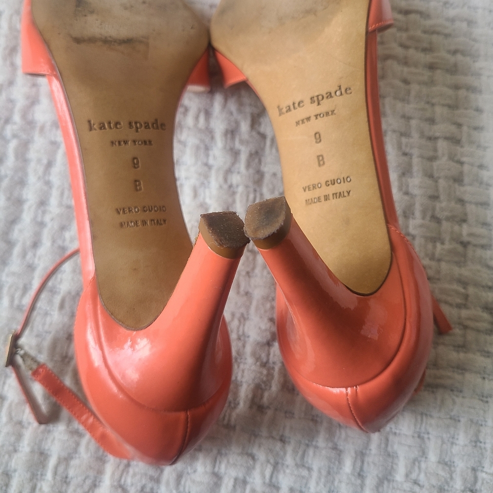 Kate Spade Elegant Orange Heeled Sandals Women's Size 9 - Picture 7 of 11